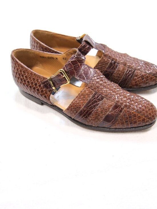 Emanuel Paolo Genuine Crocodile Woven Leather Sandals 10M Spain main image 14